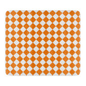 Oranje Witte Ruitpatroon met Schaken Snijplank (Voorkant)