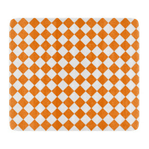 Oranje Witte Ruitpatroon met Schaken Snijplank