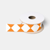 Oranje Witte Ruitpatroon Satijnen Lint (Spoel)
