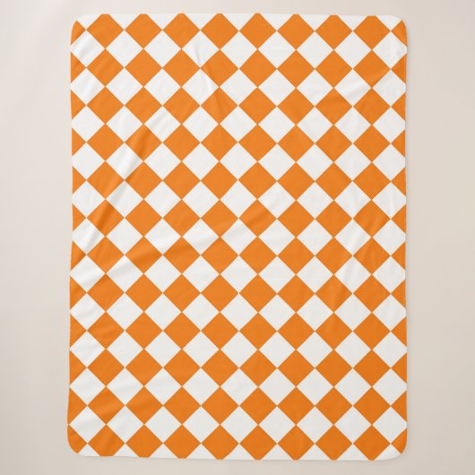 Oranje Witte Ruitpatroon Sherpa Deken (Voorkant)