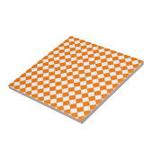 Oranje Witte Ruitpatroon Tegeltje (Zijkant)