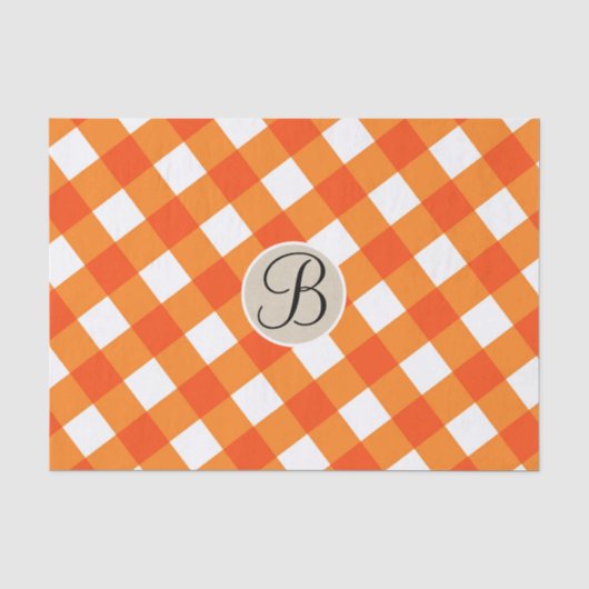 Oranje Witte Rustieke Landelijke Herfst Monogram B Tissuepapier (Voorkant)