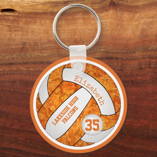 oranje witte schoolkleuren, aangepaste naam volley sleutelhanger (Achterkant)