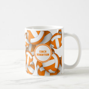 oranje witte schoolkleuren volleybal coach cadeau koffiemok