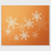 Oranje Witte Sneeuwvlokken Minimalistische Kerst Cadeaupapier (Vlak)