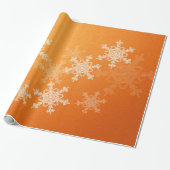 Oranje Witte Sneeuwvlokken Minimalistische Kerst Cadeaupapier (Uitgerold)