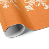 Oranje Witte Sneeuwvlokken Minimalistische Kerst Cadeaupapier (Rol Hoek)