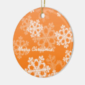 Oranje Witte Sneeuwvlokken Minimalistische Kerst Keramisch Ornament (Links)