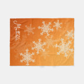 Oranje Witte Sneeuwvlokken Minimalistische Kerst N Fleece Deken (Voorkant (Horizontaal))