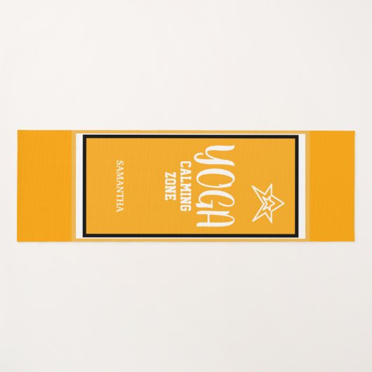 Oranje witte ster yogamat (Voorkant (horizontaal))