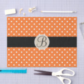 Oranje Witte Stippen Monogram Letter Initiaal Tissuepapier (Craft)