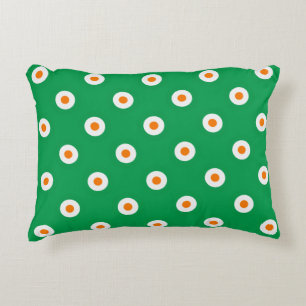Oranje/witte Stippen op groen Accent Kussen