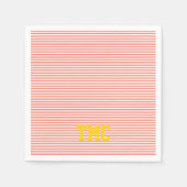 oranje witte streep monogram initialen preppy servet (Voorkant)