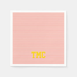 oranje witte streep monogram initialen preppy servet