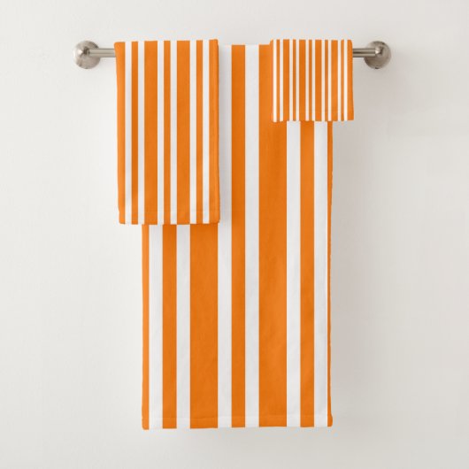Oranje Witte Strepen Patroon Bad Handdoek (Insitu)