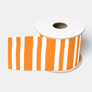 Oranje Witte Strepen Patroon Grosgrain Lint