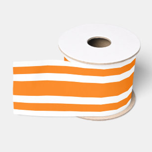 Oranje Witte Strepen Patroon Grosgrain Lint