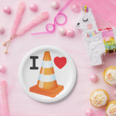 Oranje Witte Student Pranks Met Verkeerskegels Papieren Bordje (Feest)