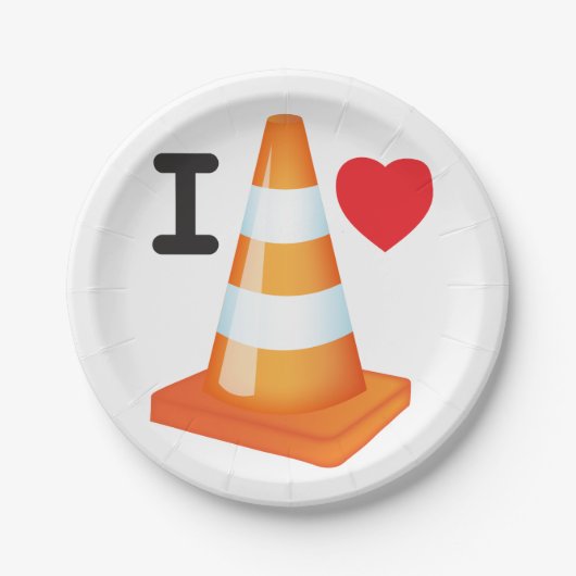 Oranje Witte Student Pranks Met Verkeerskegels Papieren Bordje (Voorkant)