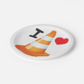 Oranje Witte Student Pranks Met Verkeerskegels Papieren Bordje (Gekanteld)