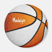 oranje witte team kleuren basketbal magneet (Voorkant)