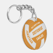 oranje witte teamkleuren gepersonaliseerd volleyba sleutelhanger (Voorkant Links)