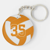oranje witte teamkleuren gepersonaliseerd volleyba sleutelhanger (Achterkant)