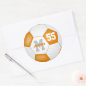 oranje witte teamkleuren voetbal gepersonaliseerd ronde sticker (Envelop)