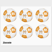 oranje witte teamkleuren voetbal gepersonaliseerd ronde sticker (Vel)