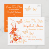 Oranje Witte Tropische Beach sparen het Briefkaart (Voorkant / Achterkant)