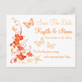 Oranje Witte Tropische Beach sparen het Briefkaart (Voorkant)