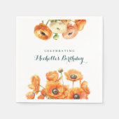 Oranje Witte Tuin Bloemen Verjaardagsfeest Servet (Voorkant)