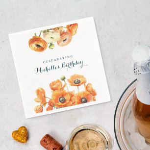 Oranje Witte Tuin Bloemen Verjaardagsfeest Servet