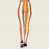 Oranje witte verticale streep Halloween kostuum Leggings (Achterkant)
