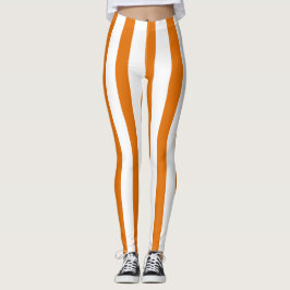 Oranje witte verticale streep Halloween kostuum Leggings