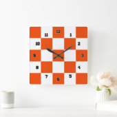 Oranje witte vierkantjes Decoratieve wandklok (Huis)