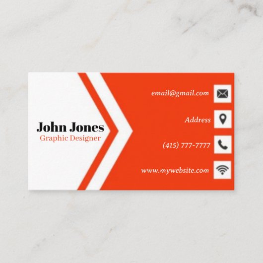 Oranje & witte Visitekaartjes 14 Verpakking van 10 (Voorkant)