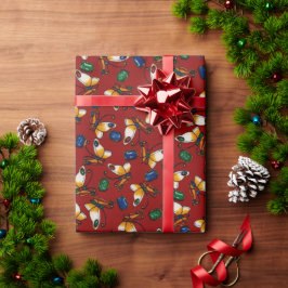 Oranje witte vlinders, Emerald, Sapphire op red Cadeaupapier