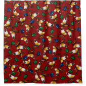 Oranje witte vlinders, Emerald, Sapphire op red Douchegordijn (Voorkant)