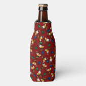 Oranje witte vlinders, Emerald, Sapphire op red Flesjeskoeler (Fles Voorkant)