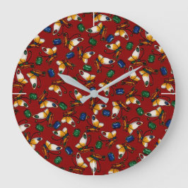 Oranje witte vlinders, Emerald, Sapphire op red Grote Klok