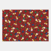 Oranje witte vlinders, Emerald, Sapphire op red Inpakpapier Vel (Voorkant 2)