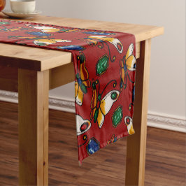 Oranje witte vlinders, Emerald, Sapphire op red Korte Tafelloper