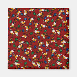 Oranje witte vlinders, Emerald, Sapphire op red Magneet