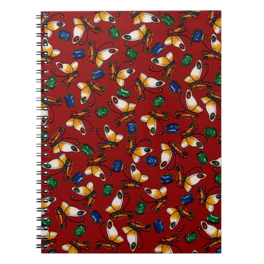 Oranje witte vlinders, Emerald, Sapphire op red Notitieboek (Voorkant)