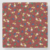 Oranje witte vlinders, Emerald, Sapphire op red Stenen Onderzetter (Voorkant)