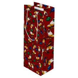 Oranje witte vlinders, Emerald, Sapphire op red Wijn Cadeautas