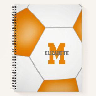 oranje witte voetbalteamkleuren met monogram notitieboek