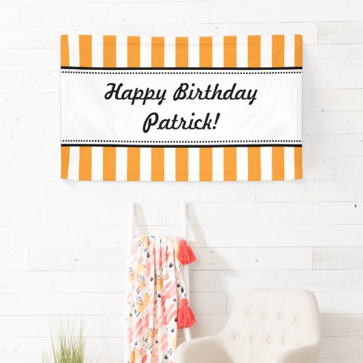 Oranje-witte-vogelbanenstripes Spandoek (Insitu)