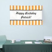 Oranje-witte-vogelbanenstripes Spandoek (Beurs)